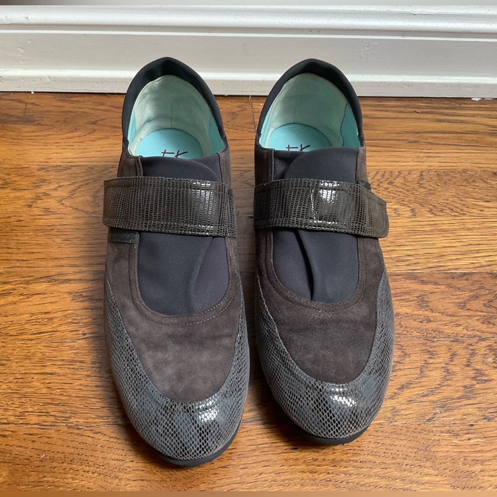 Thierry Rabotin Italian Comfortable Shoes Brown Black with Bluish Tint 38.5